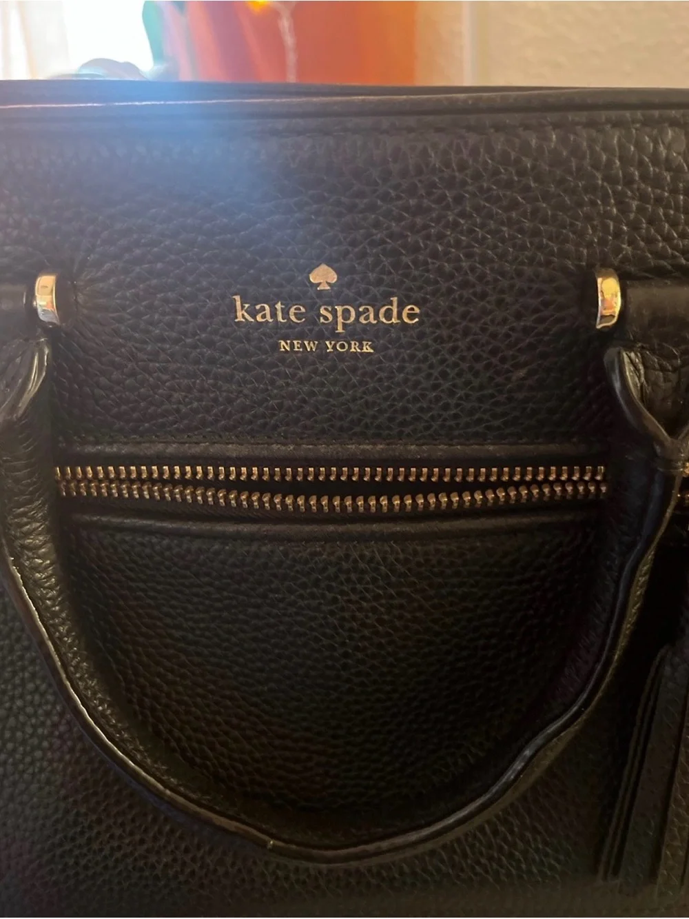 kate spade Black Pebbled Leather Satchel with Tassel